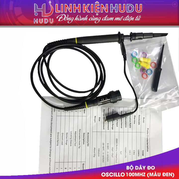 Bộ dây đo Osillo 100mHZ (màu đen)